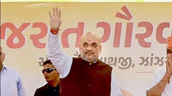 Union home minister Amit Shah will be addressing a public meeting in Sataun in the Shillai assembly segment of Sirmaur district on Friday. (PTI)