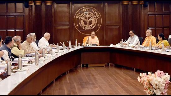 Chief minister Yogi Adityanath chairing a meeting of the Uttar Pradesh cabinet in Lucknow on Thursday. (REPRESENTATIVE IMAGE )
