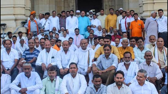Farmers after meeting with chief minister Yogi Adityanath in Lucknow. (HT Photo)