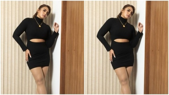 Styled by fashion stylist Sanam Ratansi, Huma wore her tresses into a ponytail and left a few strands of hair open around her face.(Instagram/@iamhumaq)
