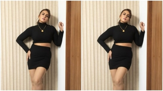 Assisted by makeup artist Ajay Vishwasrao, Huma decked up in grey eyeshadow, black eyeliner, mascara-laden eyelashes, drawn eyebrows, contoured cheeks and a shade of nude lipstick.(Instagram/@iamhumaq)