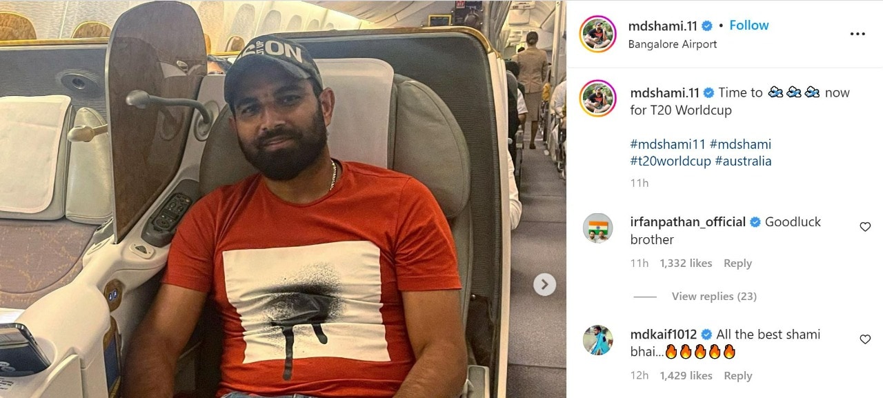 Shami announces departure for T20 World Cup with Insta post, Irfan ...