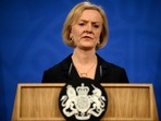 British Prime Minister Liz Truss at a news conference in London.&nbsp;