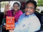 Former Delhi University professor GN Saibaba with his wife Vasantha Kumari outside the Nagpur Central Jail. (PTI file) Former Delhi University professor GN Saibaba with his wife Vasantha Kumari outside the Nagpur Central Jail. (PTI file)