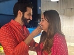 Varun Dhawan and Natasha Dalal celebrate Karwa Chauth.