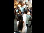 The fight unfolded in full public view at a market in Ghaziabad, Uttar Pradesh. (Yogyesh Tiwari/Twitter) The fight unfolded in full public view at a market in Ghaziabad, Uttar Pradesh. (Yogyesh Tiwari/Twitter)