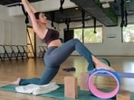 Malaika Arora’s Friday workout: Anjaneyasana with yoga wheel Malaika Arora’s Friday workout: Anjaneyasana with yoga wheel