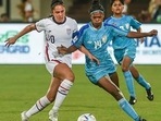Mia Bhuta in action against India at the FIFA U-17 Women's World Cup.(PTI) Mia Bhuta in action against India at the FIFA U-17 Women's World Cup.(PTI)