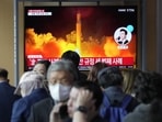 A TV screen shows a file image of North Korea's missile launch during a news program at the Seoul Railway Station in Seoul, South Korea, Friday. A TV screen shows a file image of North Korea's missile launch during a news program at the Seoul Railway Station in Seoul, South Korea, Friday.