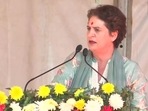 AICC general secretary Priyanka Gandhi Vadra at the 'Parivartan Pratigya Rally' held on Friday at Thodo Maidan in Himachal Pradesh's Solan.(ANI) AICC general secretary Priyanka Gandhi Vadra at the 'Parivartan Pratigya Rally' held on Friday at Thodo Maidan in Himachal Pradesh's Solan.(ANI)