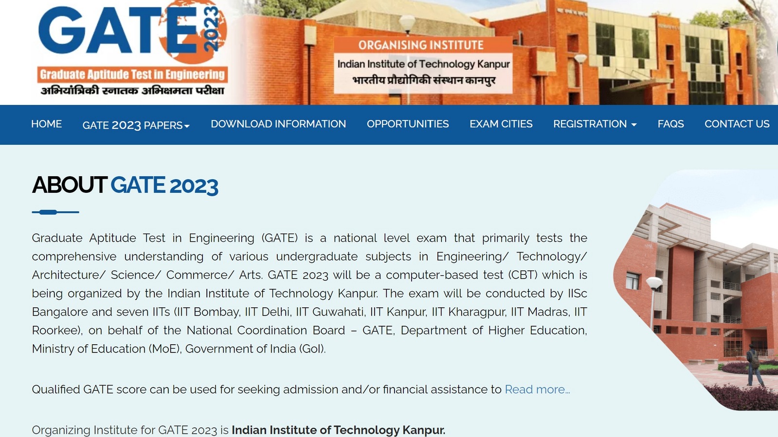 GATE 2023: Registration process ends today with late fee