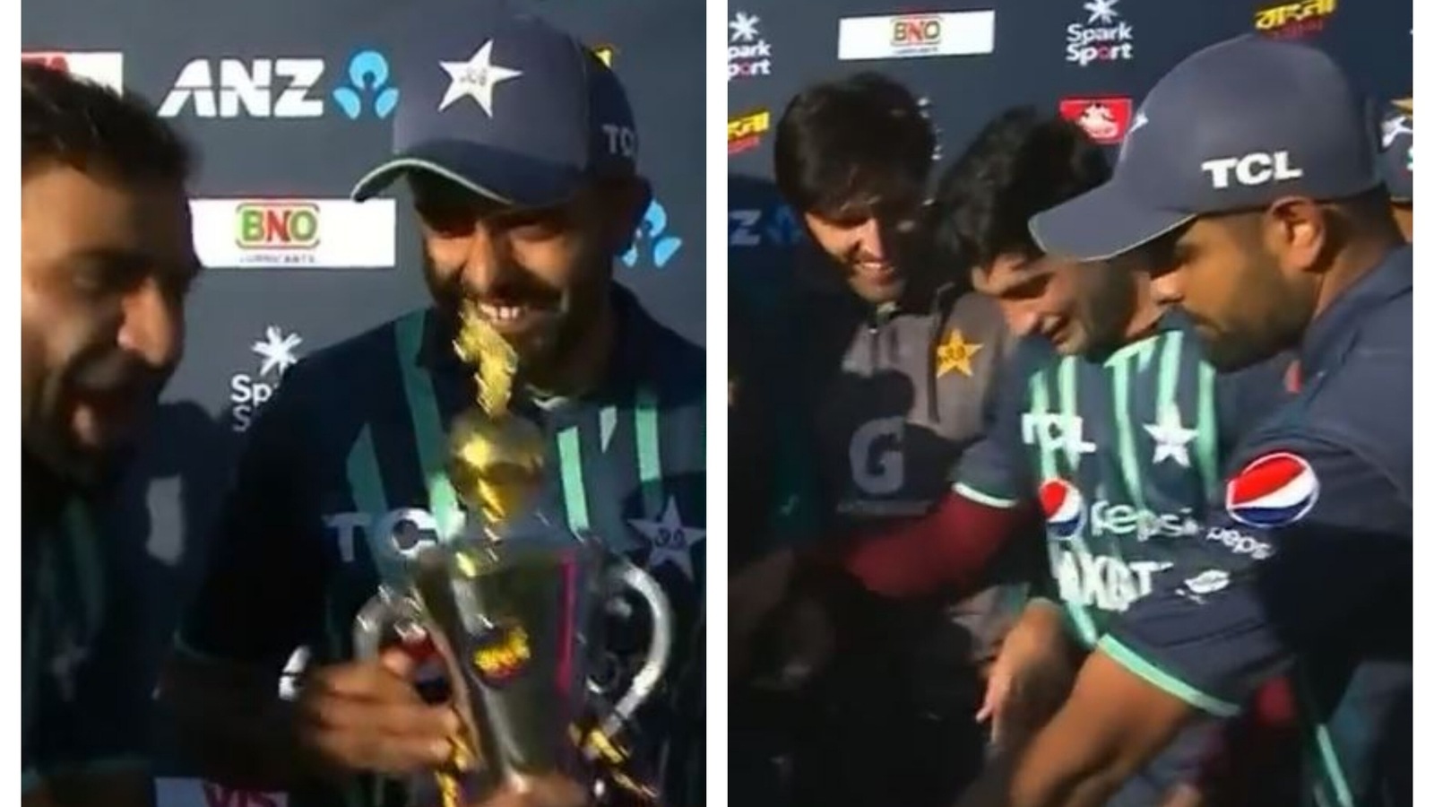 Watch: Babar Azam does a Dhoni during trophy celebrations, returns to arrange group photo after Pakistan beat NZ