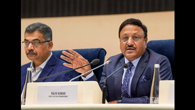 Chief election commissioner Rajiv Kumar said no rules were violated in not announcing poll dates for Gujarat along with Himachal. (PTI) Chief election commissioner Rajiv Kumar said no rules were violated in not announcing poll dates for Gujarat along with Himachal. (PTI)