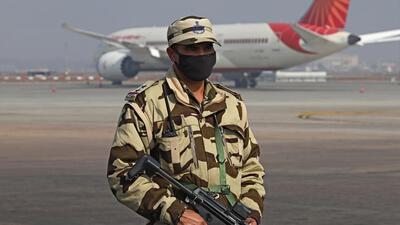 A CISF security jawan at the Indira Gandhi International airport in New Delhi. (Bloomberg File Photo)