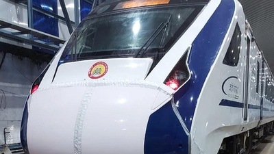 Mumbai Central-Gandhinagar Vande Bharat Express train after its nose cone was replaced by railway authorities, in Mumbai, Friday.. (PTI)