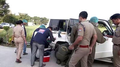Uttarakhand police on Friday denied Uttar Pradesh police’s claim of an exchange of fire at the site. (ANI) Uttarakhand police on Friday denied Uttar Pradesh police’s claim of an exchange of fire at the site. (ANI)