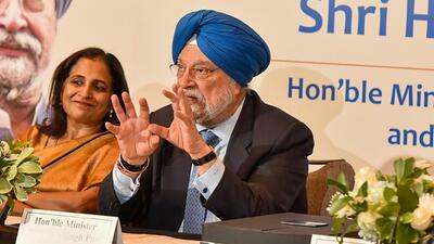 Union petroleum minister Hardeep Singh Puri with US energy industry delegates during executive round table organised by US India strategic partnership forum in Houston on Tuesday. (PTI) Union petroleum minister Hardeep Singh Puri with US energy industry delegates during executive round table organised by US India strategic partnership forum in Houston on Tuesday. (PTI)