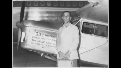 Today marks 90 years since JRD Tata, India’s first licensed commercial pilot, operated the first flight of an airline, then called Tata Air Services, from Karachi to Mumbai. Though the DeHavilland Puss Moth aircraft had two passenger seats, it only carried mail. (HTPHOTO) Today marks 90 years since JRD Tata, India’s first licensed commercial pilot, operated the first flight of an airline, then called Tata Air Services, from Karachi to Mumbai. Though the DeHavilland Puss Moth aircraft had two passenger seats, it only carried mail. (HTPHOTO)