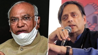 Congress leaders Mallikarjun Kharge and Shashi Tharoor