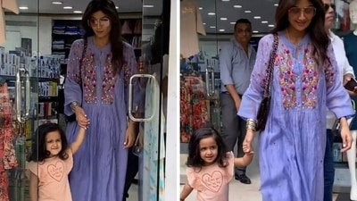 Shilpa Shetty with daughter Samisha. Shilpa Shetty with daughter Samisha. 