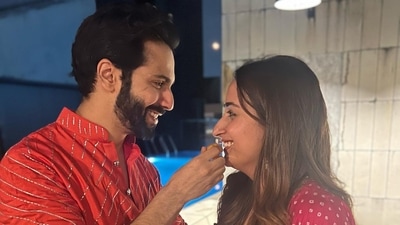 Varun Dhawan and Natasha Dalal celebrate Karwa Chauth. Varun Dhawan and Natasha Dalal celebrate Karwa Chauth.