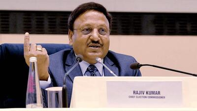 Chief election commissioner Rajiv Kumar in New Delhi on Friday. (PIB Photo) Chief election commissioner Rajiv Kumar in New Delhi on Friday. (PIB Photo)