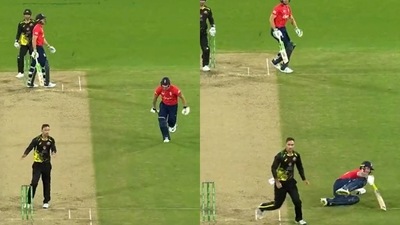 Stokes thought he had been run out at the end of it all (Twitter) Stokes thought he had been run out at the end of it all (Twitter)