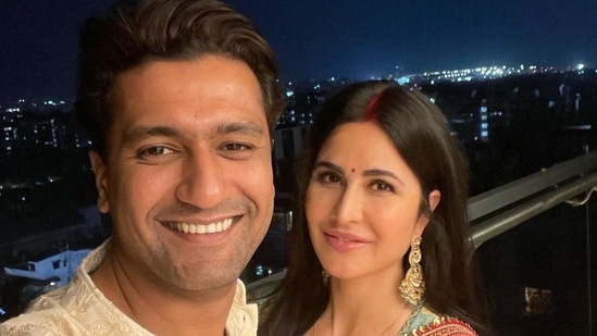 Katrina Kaif shared a series of images on her Instagram handle and captioned her post, "Pehla #KarvaChauth." Vicky, on the other hand, wrote, "Happy #KarvaChauth."(Instagram/@katrinakaif)