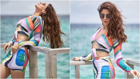 Aamna Sharif is on a spree of sharing snippets from her beach diaries. The actor seems to be having a dreamy vacation by the sea with a stunning view. With the vacation, Aamna is also on a fashion high. The actor is regularly sharing fashion inspo with us, with sets of pictures. On Friday, Aamna made our day brighter with a slew of pictures of herself in a summer ensemble.(Instagram/@aamnasharifofficial)