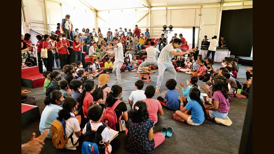 A storytelling session in progress (Courtesy Neev Literature Festival) A storytelling session in progress (Courtesy Neev Literature Festival)