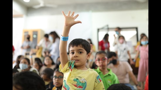 A very young reader at the Neev Literature Festival (Courtesy the Neev Literature Festival)