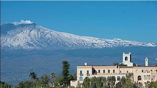 Mount Etna towers over the San Domenico Palace