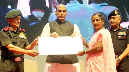The portal 'Maa Bharati Ke Sapoot' (MBKS) was launched during a function at the National War Memorial complex in New Delhi. (source: Twitter/@rajnathsingh)