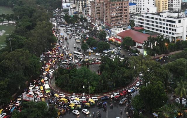 An aerial view of JP roundabout in Patna (Santosh Kumar/Hindustan Times)