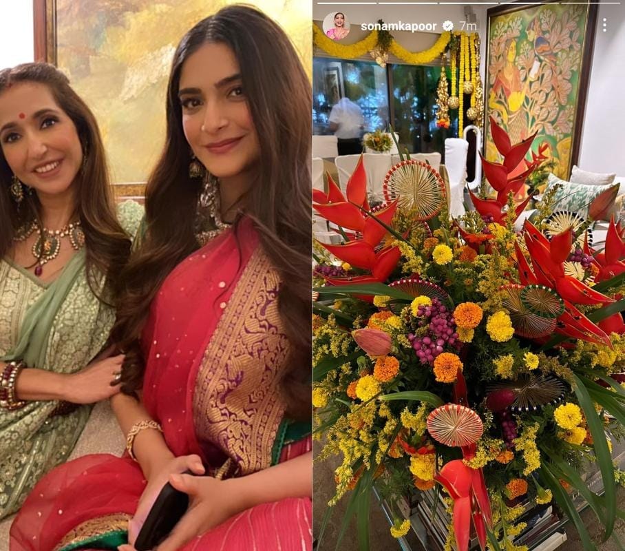 Sonam Kapoor shared a glimpse of her first Karwa Chauth on Instagram.&nbsp;