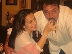Ameesha Patel and Sanjay Dutt at a birthday party. Ameesha Patel and Sanjay Dutt at a birthday party.