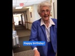Woman surprised with birthday party. Woman surprised with birthday party.