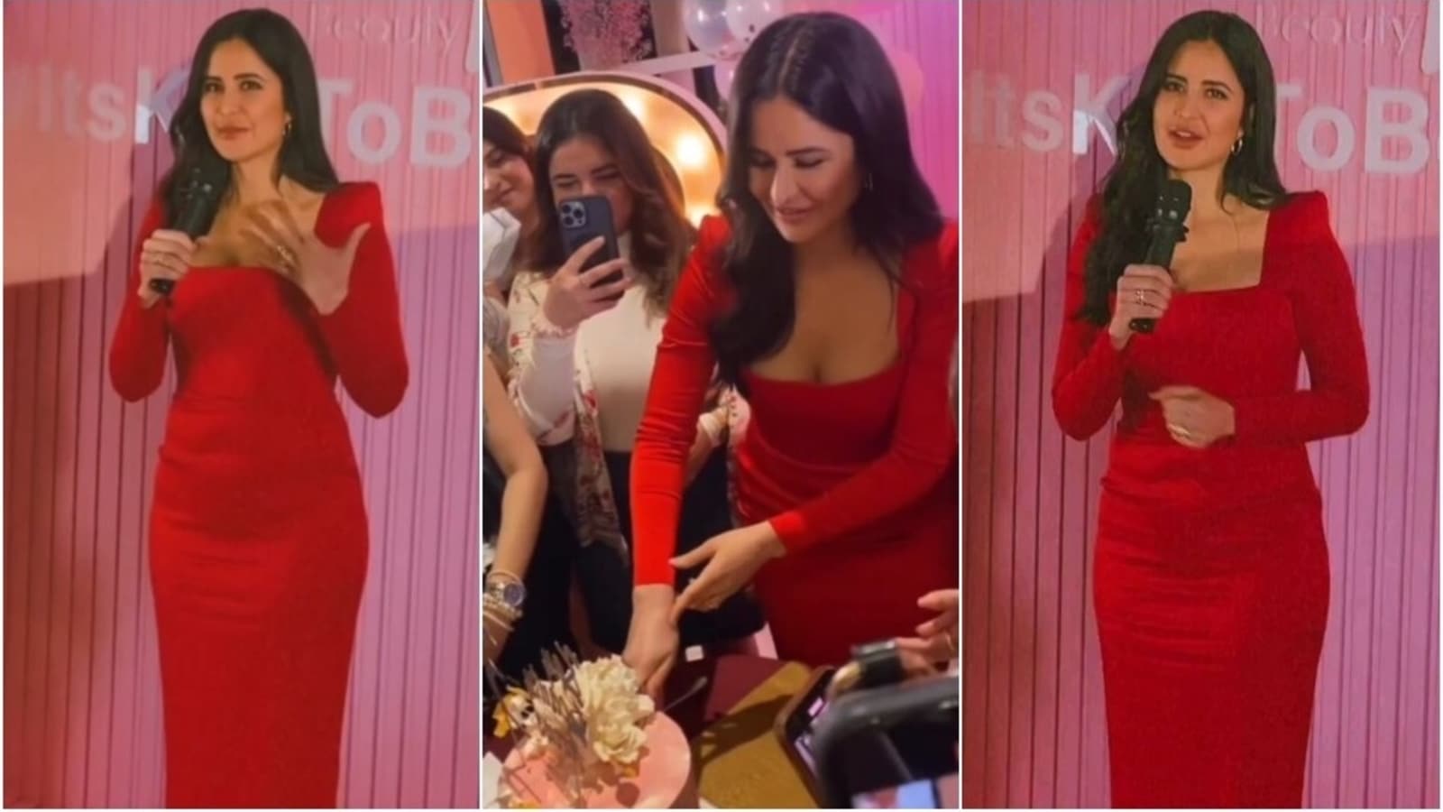 Katrina Kaif Enjoys A Grand Celebration In A Gorgeous Red Bodycon Dress