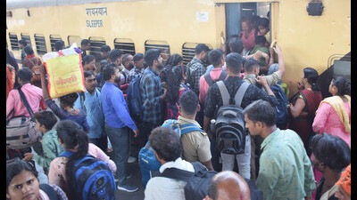 Railways operated a few special trains for the convenience of candidates on Saturday. (HT PHOTO)