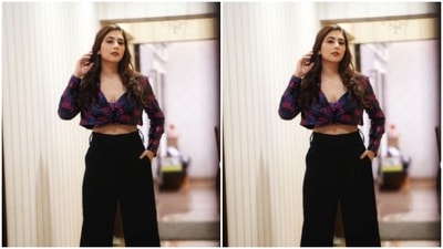 Styled by fashion stylist Pratiksha Chandak Mangal, Disha wore her tresses open in wavy curls with a side part as she posed for the indoor photoshoot. (Instagram/@dishaparmar) Styled by fashion stylist Pratiksha Chandak Mangal, Disha wore her tresses open in wavy curls with a side part as she posed for the indoor photoshoot. (Instagram/@dishaparmar)
