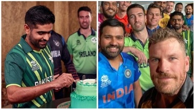 Babar Azam celebrated his 28th birthday during the Captains’ Day event on Saturday (ICC) Babar Azam celebrated his 28th birthday during the Captains’ Day event on Saturday (ICC)