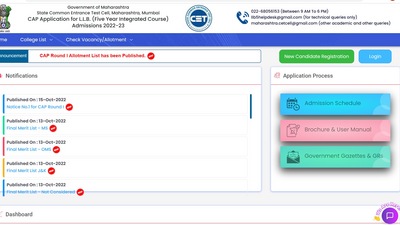 MHT CET 5-Year LLB 2022 CAP round 1 seat allotment list released at llb5cap22.mahacet.org MHT CET 5-Year LLB 2022 CAP round 1 seat allotment list released at llb5cap22.mahacet.org