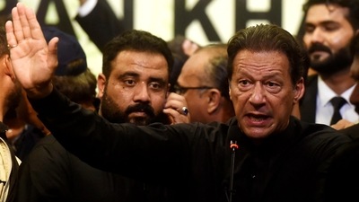 Imran Khan: Pakistan's former Prime Minister Imran Khan speaks at an event of Karachi Bar Association in Karachi. (AFP) Imran Khan: Pakistan's former Prime Minister Imran Khan speaks at an event of Karachi Bar Association in Karachi. (AFP)