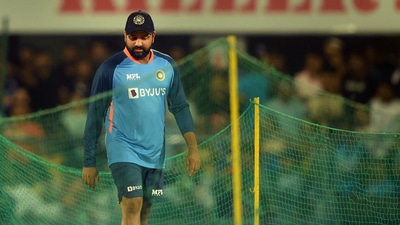 Guwahati: Indian cricket team skipper Rohit Sharma inspects the pitch before the start of 2nd T20 cricket match between India and South Africa, at Barsapara Cricket Stadium in Guwahati, Sunday, Oct. 2, 2022. (PTI Photo/Swapan Mahapatra)(PTI10_02_2022_000280A) (PTI) Guwahati: Indian cricket team skipper Rohit Sharma inspects the pitch before the start of 2nd T20 cricket match between India and South Africa, at Barsapara Cricket Stadium in Guwahati, Sunday, Oct. 2, 2022. (PTI Photo/Swapan Mahapatra)(PTI10_02_2022_000280A) (PTI)