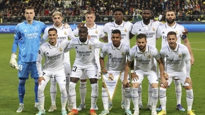 Real Madrid's team players pose for a picture before the Champions League group F soccer match between Shakhtar Donetsk and Real Madrid at Polish Army Stadium stadium in Warsaw. (AP)