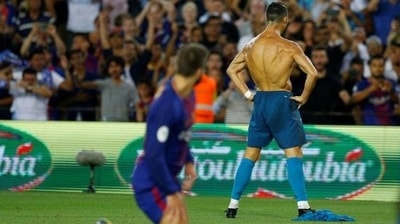 Cristiano Ronaldo celebrates a goal vs Barcelona. (REUTERS) Cristiano Ronaldo celebrates a goal vs Barcelona. (REUTERS)