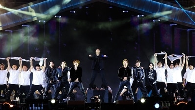 BTS at Busan concert for the 2030 Busan World Expo bid. BTS at Busan concert for the 2030 Busan World Expo bid.