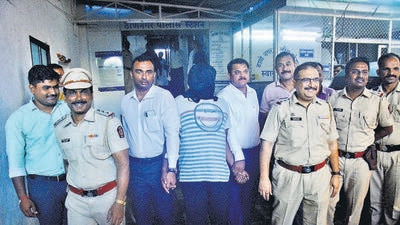 Thane, India - October 15, 2022: Thane Nagar Police station seize the autorickshaw and arrest the auto driver who dragged a 21-year-old girl for 20 metres as she grabbed his colour to pull him after he molested her on her way to college on Friday morning, in Thane, Mumbai, India, on Saturday, October 15, 2022. (Praful Gangurde/HT Photo) (HT PHOTO)