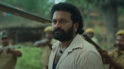 Rishab Shetty in a still from Kantara. Rishab Shetty in a still from Kantara.