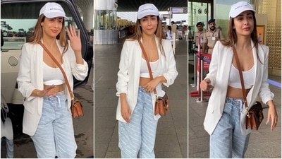 Malaika Arora poses for the paparazzi at the airport in a uber-stylish outfit. (HT Photo/Varinder Chawla) Malaika Arora poses for the paparazzi at the airport in a uber-stylish outfit. (HT Photo/Varinder Chawla)